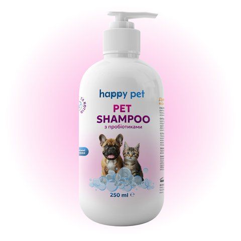 Шампунь для котов и собак Happy Pet с пробиотиками 250 мл 14479 фото