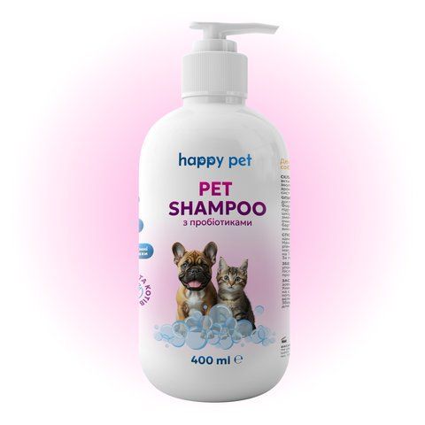 Шампунь для котов и собак Happy Pet с пробиотиками 400 мл 14480 фото